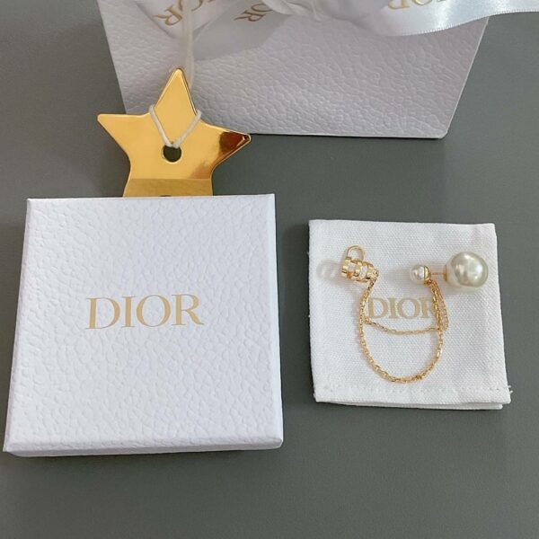 DIOR single double-chain stud earrings