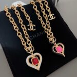 Chanel peach heart choker