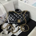 Chanel 23A Advanced Handicraft Shop Series Black Gold Leather Chain Piercing Bag AP3373, Top Quality