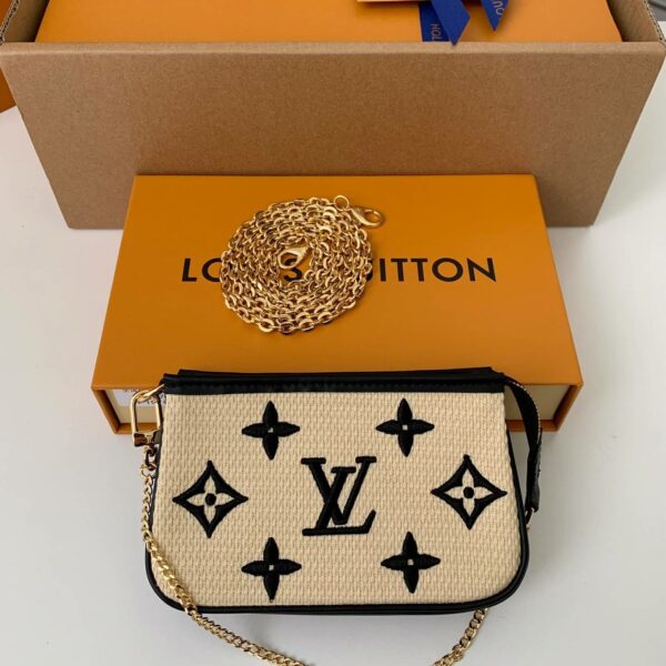 Louis Vuitton New Lafite Cotton Embroidery MINI POCHETTE ACCESSOIRES Hand Chain Small Bag M82472