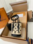 Louis Vuitton New Lafite Cotton Embroidered NANO BUCKET Handbag M82418 Size: 13 * 17 * 9cm