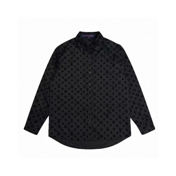 Louis Vuitton jacquard all over print flocked shirt GS1021