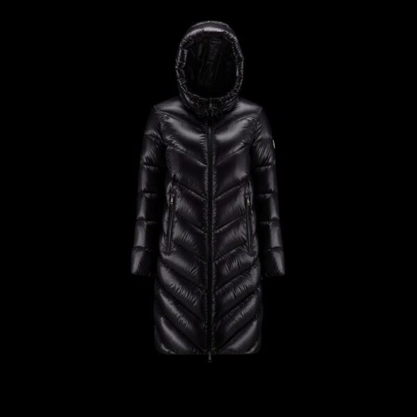 Moncler long wide down jacket for women-black