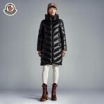 Moncler long wide down jacket for women-black