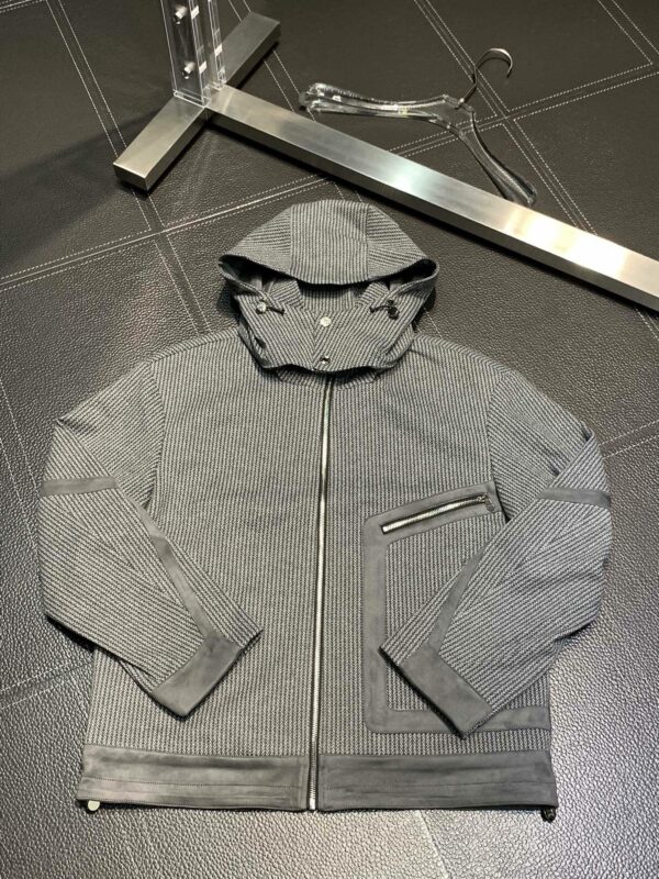 Hermès hooded stand-collar knitted jacket