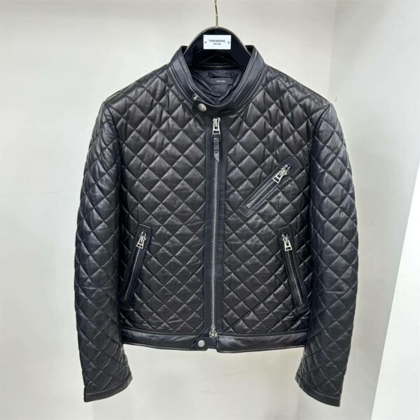 Tom Ford 23 catwalk style slim stand collar leather jacket