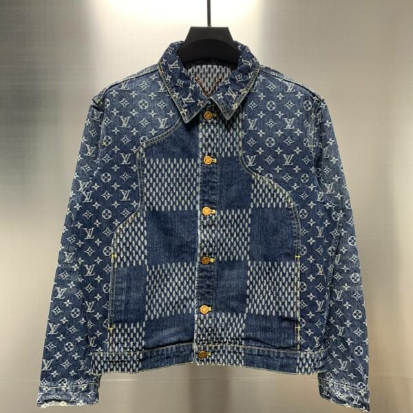 Louis Vuitton Classic Logo printed all over patchwork denim jacket