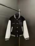 Louis Vuitton Faux leather patchwork sleeve baseball uniform