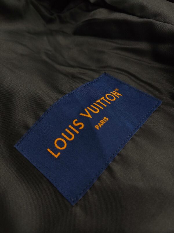 Louis Vuitton Faux leather patchwork sleeve baseball uniform