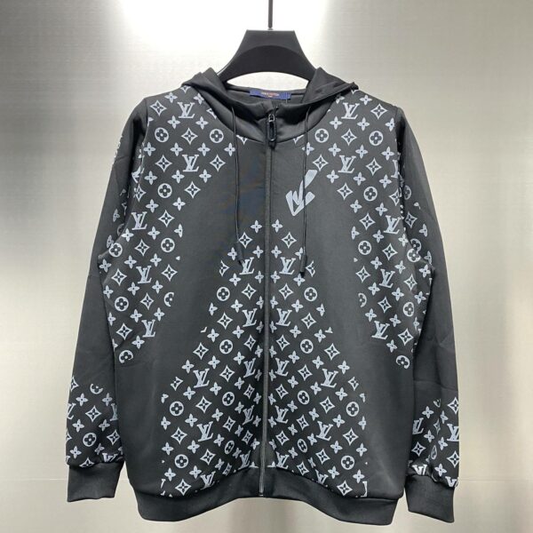 Louis Vuitton 22ss new style spliced all-over logo printed zipper thin jacket