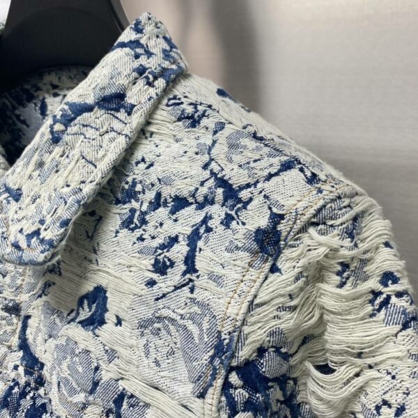 Louis Vuitton Floral jacquard fringed denim jacket