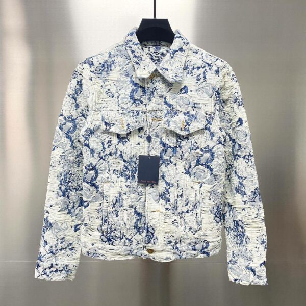 Louis Vuitton Floral jacquard fringed denim jacket