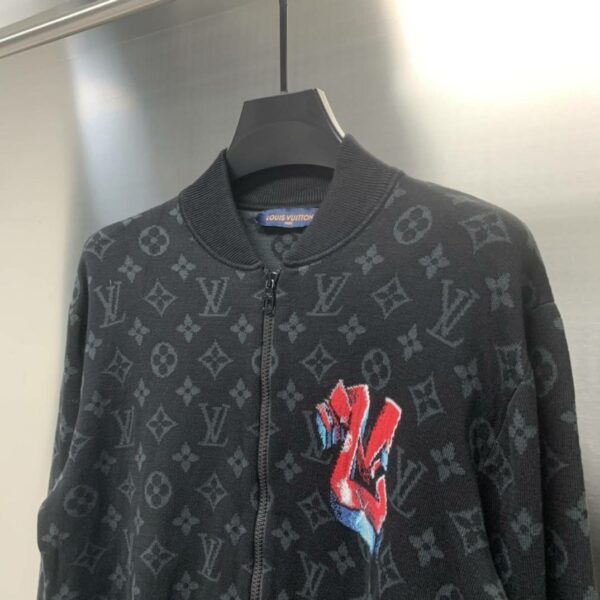 Louis Vuitton graffiti jacquard knit zipped jacket