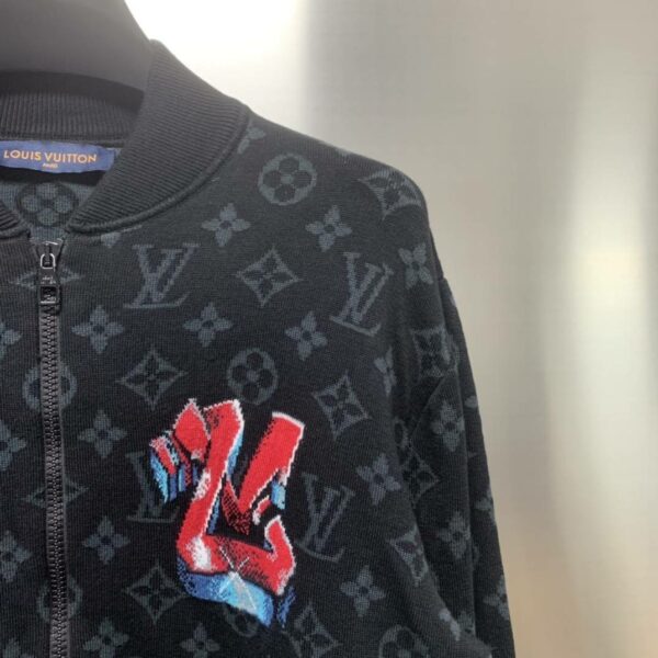 Louis Vuitton graffiti jacquard knit zipped jacket