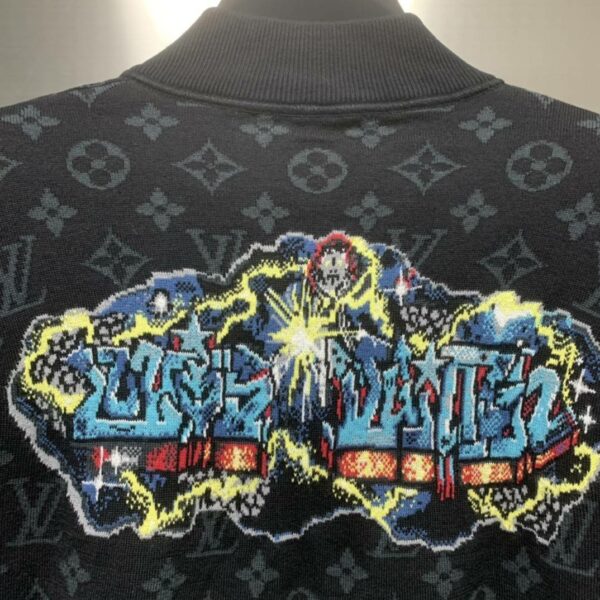 Louis Vuitton graffiti jacquard knit zipped jacket