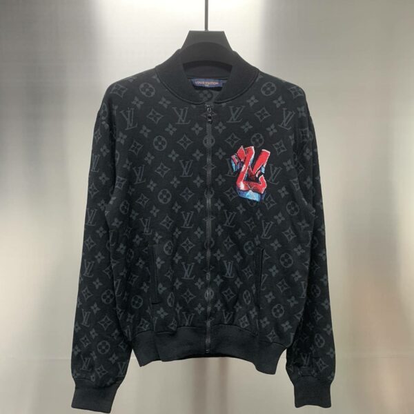 Louis Vuitton graffiti jacquard knit zipped jacket