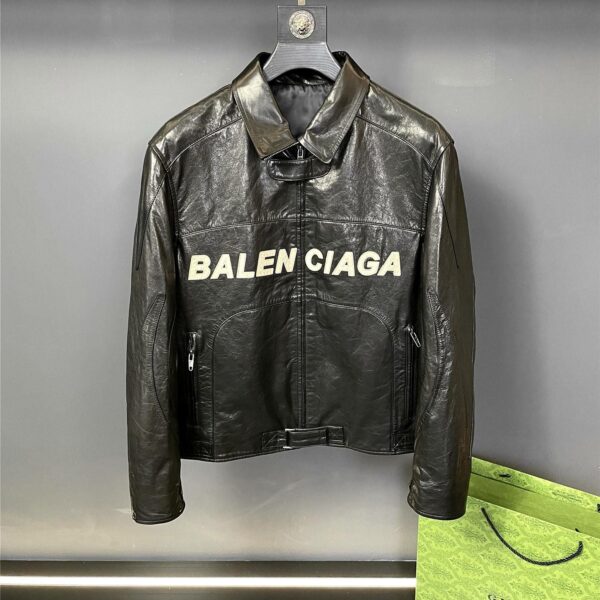 Balenciaga Paris catwalk style biker leather jacket