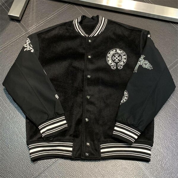 Chrome Hearts Embroidered patchwork wool baseball jacket