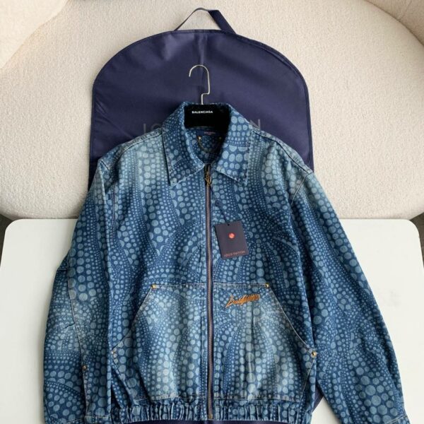 Louis Vuitton Classic Logo printed all over patchwork denim jacket