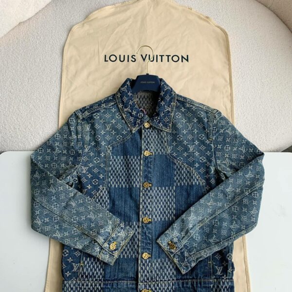 Louis Vuitton Classic Logo printed all over patchwork denim jacket