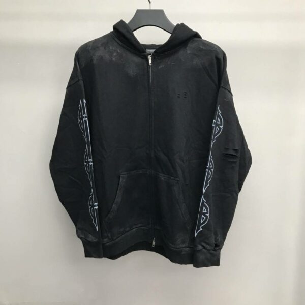 Balenciaga Paris tower mud stained zipper hoodie