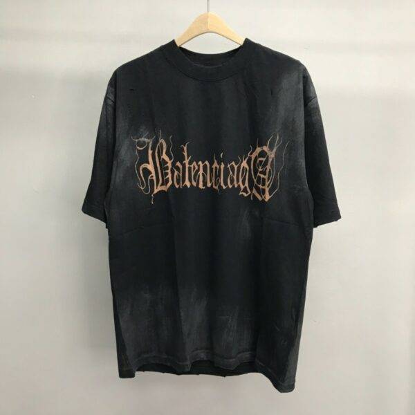 Balenciaga Sanskrit lettering industrial paint T-shirt