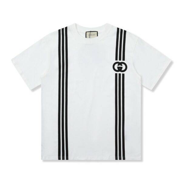 Gucci  23SS double G vertical stripe foam printed t-shirt