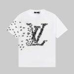 Louis Vuitton 23ss small plane full print pattern gold classic T-shirt