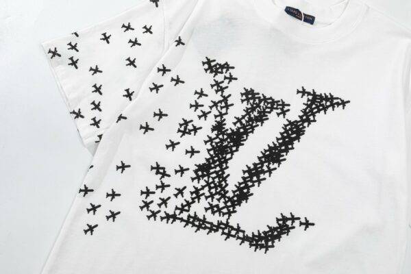 Louis Vuitton 23ss small plane full print pattern gold classic T-shirt