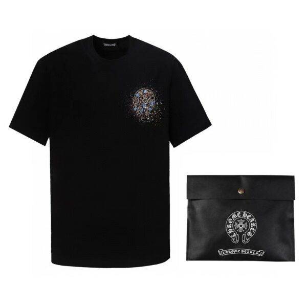 Chrome Hearts heart splashed ink Sanskrit horseshoe t-shirtarts