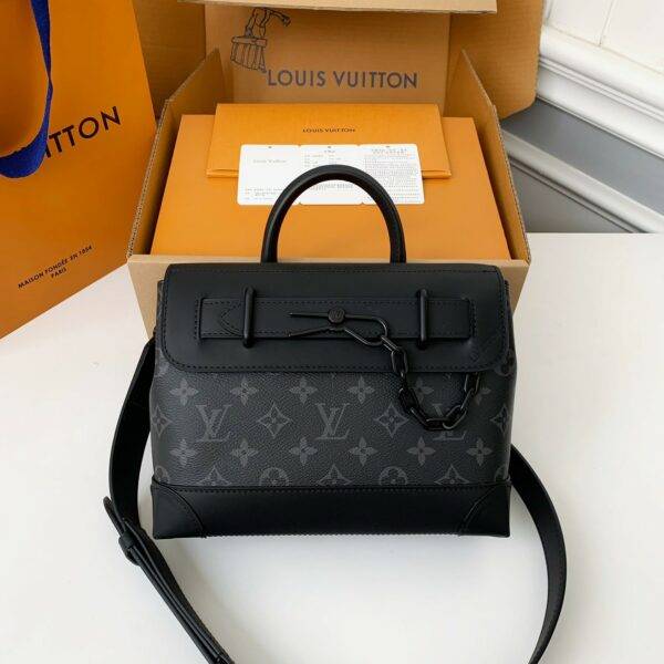 Louis Vuitton's new Sac Plat Horizontal Zippé men's black flower briefcase M45165 Size: 31*39*8.5cm