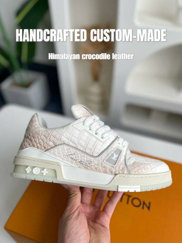 【Handmade Custom】Louis Vuitton Himalayan Crocodile Leather Trainer Sneakers