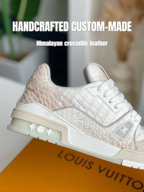 【Handmade Custom】Louis Vuitton Himalayan Crocodile Leather Trainer Sneakers