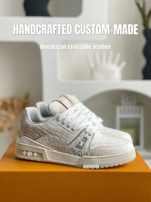 【Handmade Custom】Louis Vuitton Himalayan Crocodile Leather Trainer Sneakers