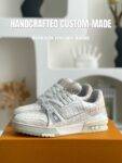 【Handmade Custom】Louis Vuitton Himalayan Crocodile Leather Trainer Sneakers